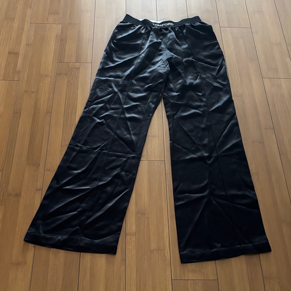 Tom Ford Midnight Black Wide-Leg Pants Satin